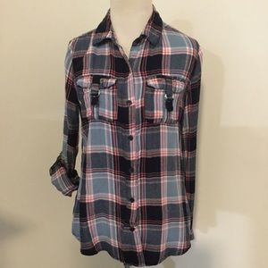Anthropologie plaid flannel shirt button down Sm